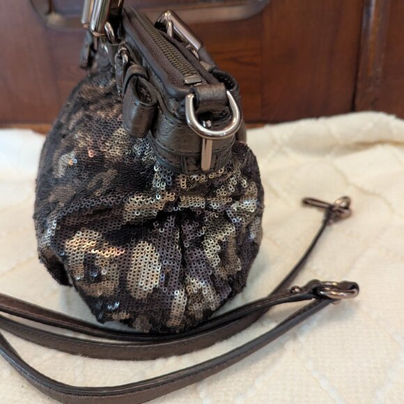 COACH OCELOT LEOPARD SEQUIN SOPHIA HANDBAG/ CROSSBODY BAG BRONZE #18638 - Picture 5 of 12